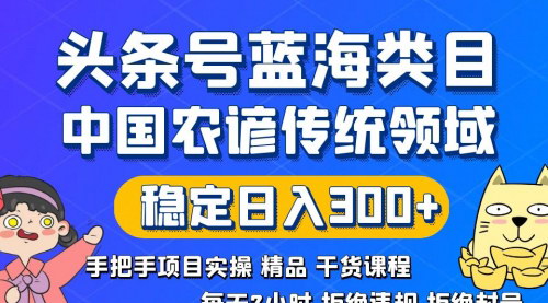 【2024年今日头条红利揭秘】传统农谚领域实操课程，稳定日入300+的蓝海策略