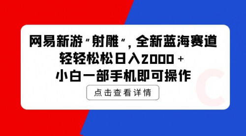 [支持免费下载]【网易新游射雕】全新蓝海赛道：轻松日入2000+的赚钱攻略