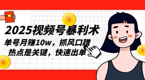 [支持免费下载]《2025视频号暴利术：单号月赚10w，抓风口蹭热点是关键》