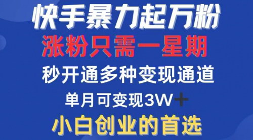 [支持免费下载]【2024年快手涨粉秘籍：一周万粉，多种变现模式，轻松实现月入过万】