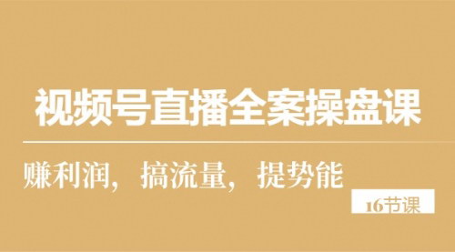 [支持免费下载]【视频号直播全案操盘课】赚利润，搞流量，提势能