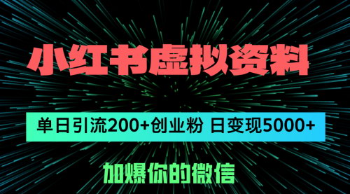 [支持免费下载]《小红书虚拟资料引流创业粉：日引流200+，单日变现5000+的实战攻略》