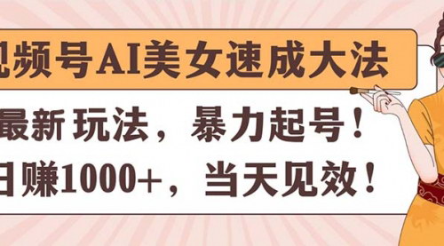 [支持免费下载]《视频号AI美女跳舞赛道：暴力起号，日赚1000+的完整攻略》