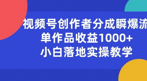 [支持免费下载]【视频号创作者分成新攻略】单作品收益1000+，小白也能轻松实操