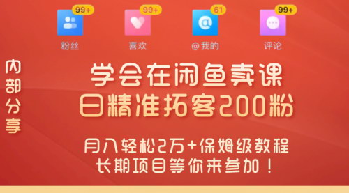 [支持免费下载]零基础闲鱼卖课攻略：日拓200粉，月入2万+的长期项目