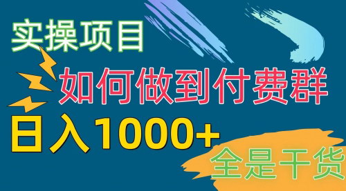 [支持免费下载]《2024年付费群赛道：日入1000+，实操项目分享》