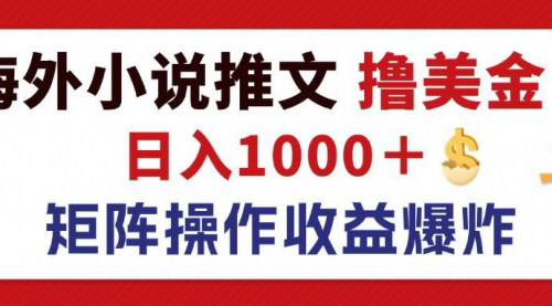 [支持免费下载]最新海外小说推文撸美金：日入1000+，蓝海市场，矩阵放大收益