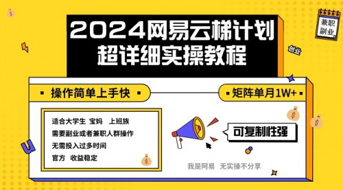 [支持免费下载]2024网易云梯计划实操指南：小白轻松上手，矩阵单月收益1W+