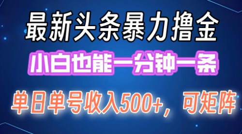 [支持免费下载]头条掘金：小白也能轻松上手，日入500+，矩阵操作日入2000+