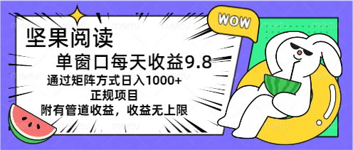 [支持免费下载]《坚果阅读矩阵收益：单窗口每天收益9.8，日入1000+的实操指南》