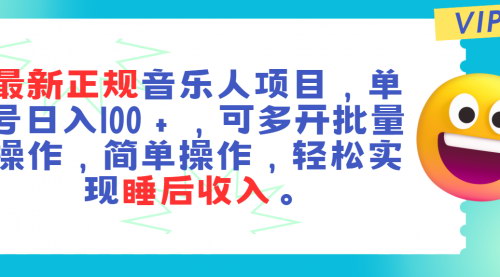 [支持免费下载]《正规音乐人项目：单号日入100+，轻松实现睡后收入》