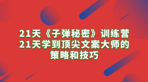 [支持免费下载]【21天《子弹秘密》训练营】顶尖文案大师的策略和技巧