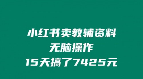 [支持免费下载]【小红书卖教辅资料】无脑操作，15天搞了7425元