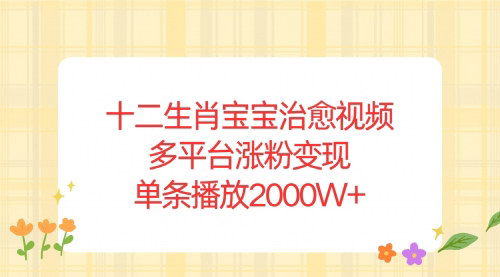[支持免费下载]《十二生肖宝宝治愈视频：多平台涨粉变现，单条播放2000W+》