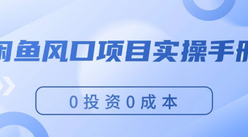 [支持免费下载]《闲鱼风口项目实操手册：0投资0成本，月入过万，新手可做》
