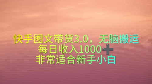 [支持免费下载]《2024快手图文带货3.0攻略：无脑搬运，日入1000+的新手小白福音》