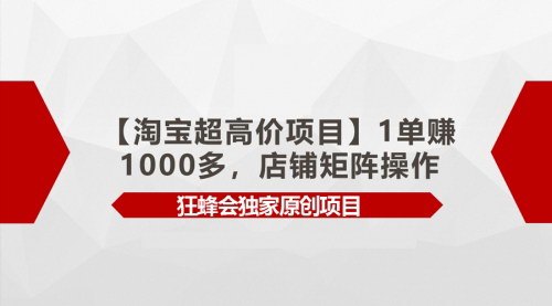 [支持免费下载]【淘宝超高价项目】1单赚1000多，店铺矩阵操作全攻略！
