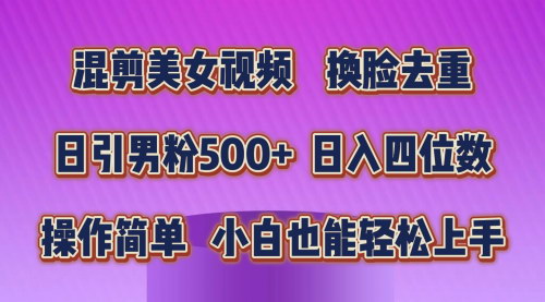 [支持免费下载]【混剪美女视频】换脸去重，轻松过原创，日引男粉500+