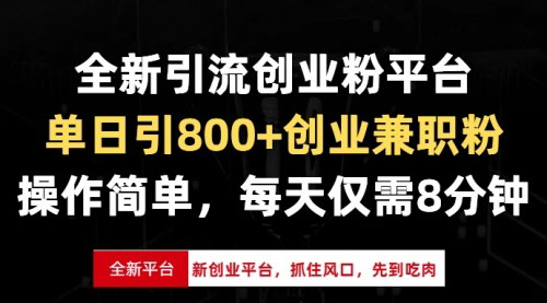 [支持免费下载]《创业粉引流新平台：日引800+精准创业兼职粉，低成本高效获客》