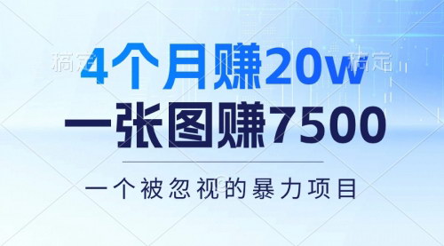 [支持免费下载]【4个月轻松赚20万】揭秘一张图赚7500的暴利项目，多种变现方式等你来