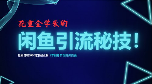 [支持免费下载]【2024年闲鱼引流秘技：轻松日吸300+精准创业粉】