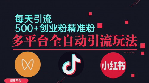 [支持免费下载]【2024年小红书抖音视频号截流自热全平台引流打法：全自动引流精准粉】