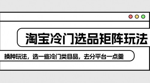 [支持免费下载]【淘宝冷门选品矩阵】突破内卷，分平台羹的实战攻略