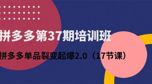[支持免费下载]【拼多多单品裂变起爆2.0】17节课助你打造爆款链接