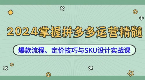 [支持免费下载]【2024年拼多多运营精髓：爆款流程、定价技巧与SKU设计实战课】