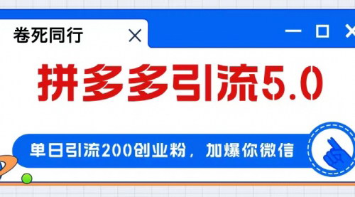 [支持免费下载]拼多多引流付费创业粉：单日引流200+，日入4000+的项目实战指南