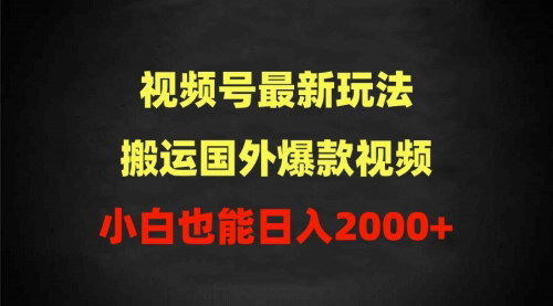 [支持免费下载]【2024视频号最新玩法】搬运国外爆款视频，100%过原创，小白日入2000+