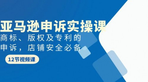 [支持免费下载]【亚马逊店铺安全】申诉实战课，掌握商标、版权及专利申诉技巧