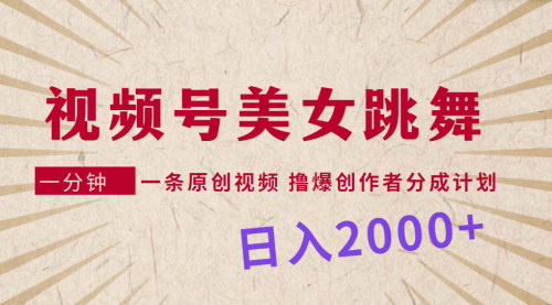 [支持免费下载]【视频号美女跳舞爆火攻略】一分钟原创视频，轻松实现日入2000+