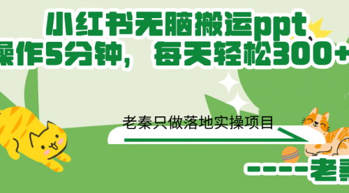 [支持免费下载]《小红书无脑搬运PPT：操作5分钟，每天轻松300+，实现收益》