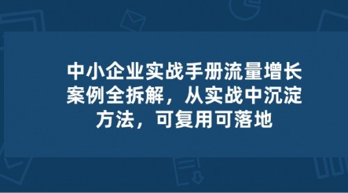 [支持免费下载]【中小企业实操手册】流量增长案例拆解，从实操中沉淀方法，可复用可落地