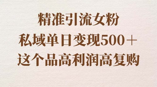 [支持免费下载]精准引流女粉：私域单日变现500＋的实操教程分享