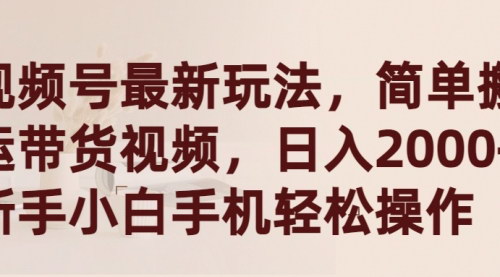 [支持免费下载]2024年视频号带货新机遇：简单搬运视频，新手日入2000+（操作指南）