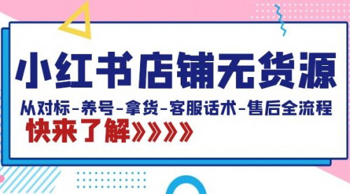 [支持免费下载]【小红书无货源店铺运营全攻略】对标-养号-拿货-客服话术-售后全流程