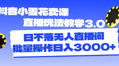 [支持免费下载]抖音小雪花卖课直播玩法教学3.0：日不落无人直播间，轻松实现盈利