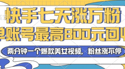 [支持免费下载]【2024年快手七天涨万粉】简单复制操作，月入过万不是梦