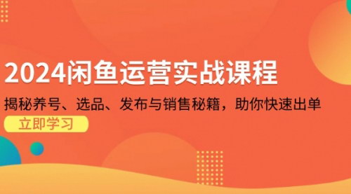 [支持免费下载]2024闲鱼运营实战课程：揭秘养号、选品、发布与销售秘籍，助你快速出单