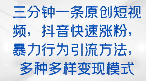 [支持免费下载]【抖音快速涨粉与变现攻略】：三分钟原创短视频，暴力引流与多样化变现