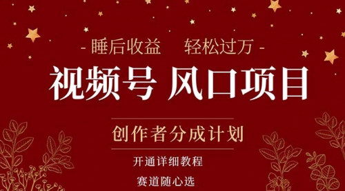 [支持免费下载]《微信视频号大风口项目：睡眠收益模式，月入过万不是梦》