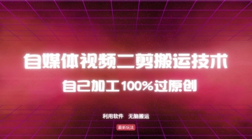 [支持免费下载]【自媒体视频二剪搬运技术：100%原创过审，轻松过中视频和视频号分成计划】