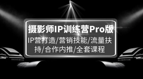 [支持免费下载]《摄影师IP训练营Pro版：打造个人品牌，掌握营销技能，实现流量扶持与高收益》