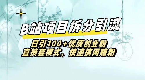 [支持免费下载]【B站项目拆解】日引3100+优质创业粉的引流秘籍