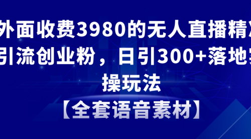 [支持免费下载]《无人直播精准引流创业粉：日引300+实操攻略【全套语音素材】》