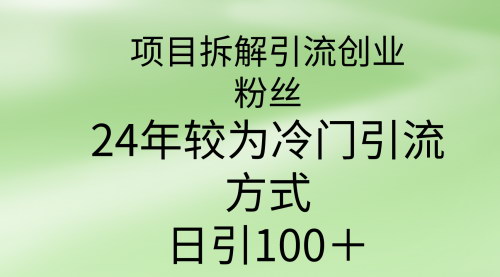 [支持免费下载]2024年冷门引流技巧：项目拆解，日引100+创业粉丝