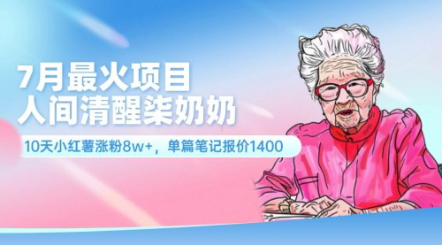 [支持免费下载]《7月最火项目：人间清醒柒奶奶，10天小红薯涨粉8w+，揭秘高效涨粉策略》