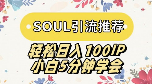 [支持免费下载]【SOUL引流教程】小白5分钟学会，轻松日入100IP的创业秘籍